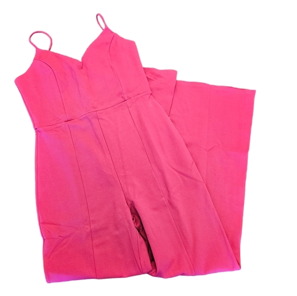 Vici Fore Bijou Split Hem Flare Magenta Jumpsuit NEW - Picture 5 of 8